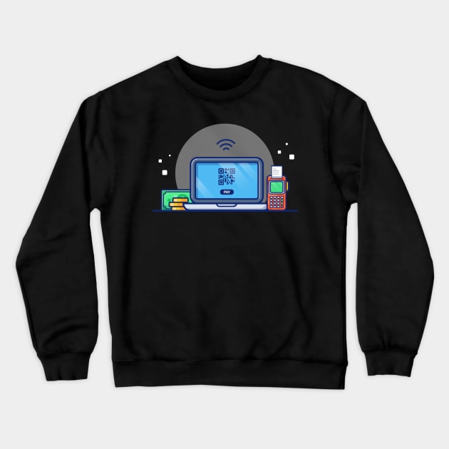 Laptop With Electronic Data Capture, receipt, And stack Money Cartoon Crewneck Sweatshirt by Catalyst Labs